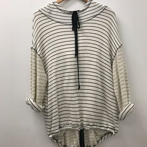 Pinstripe hooded sweatshirt with drawstring ties